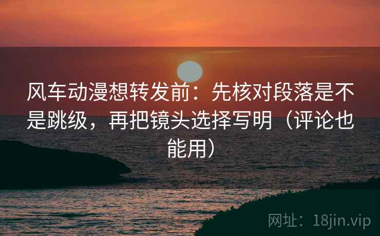 风车动漫想转发前：先核对段落是不是跳级，再把镜头选择写明（评论也能用）